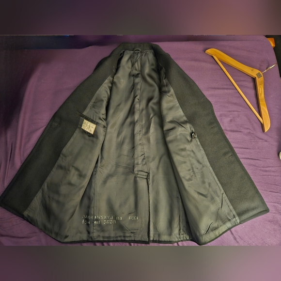 Vintage 1979 Authentic US NAVY Issue Double Breasted Black Pea Coat Size 36R - Picture 3 of 8